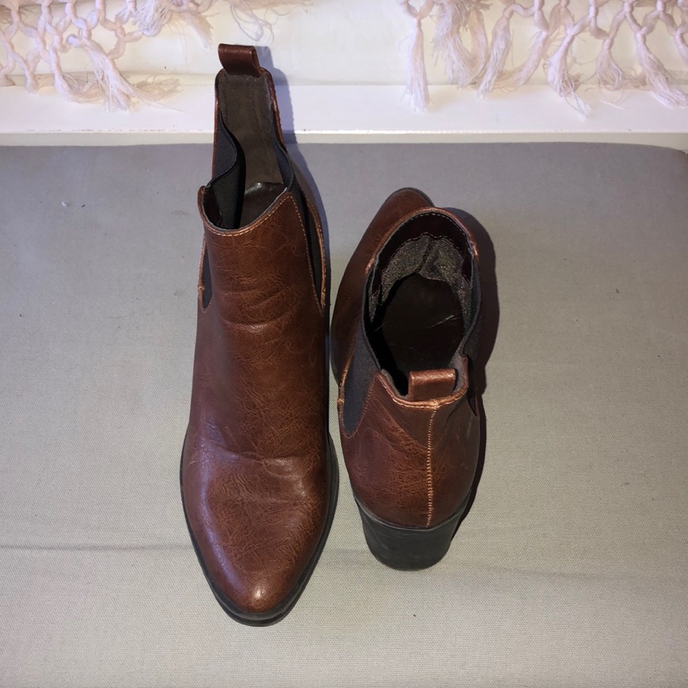 Brown leather ankle boots